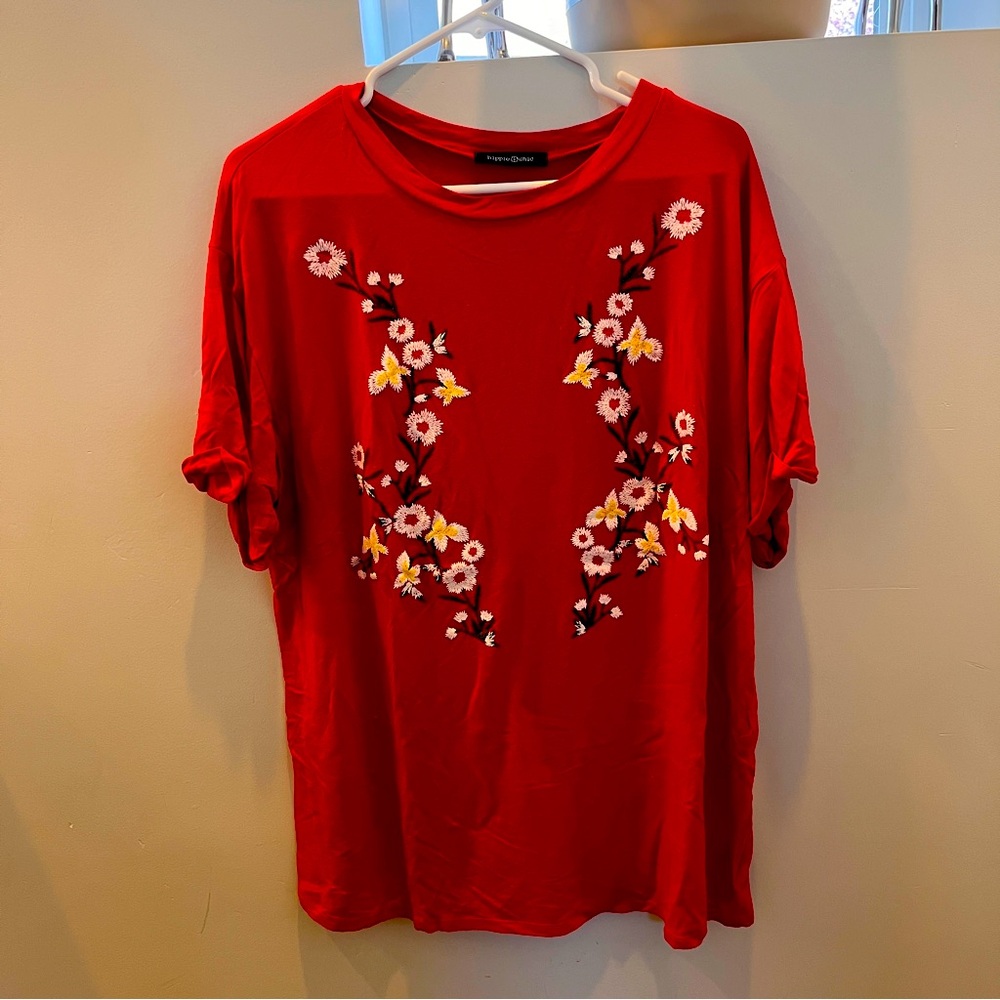 Red Hippie Chic puff print tee shirt